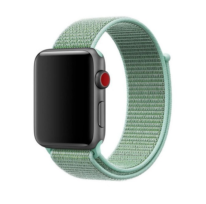 

Ремешок нейлоновый для Apple Watch 42/44мм (24), бирюзовый+голубой, на липучке