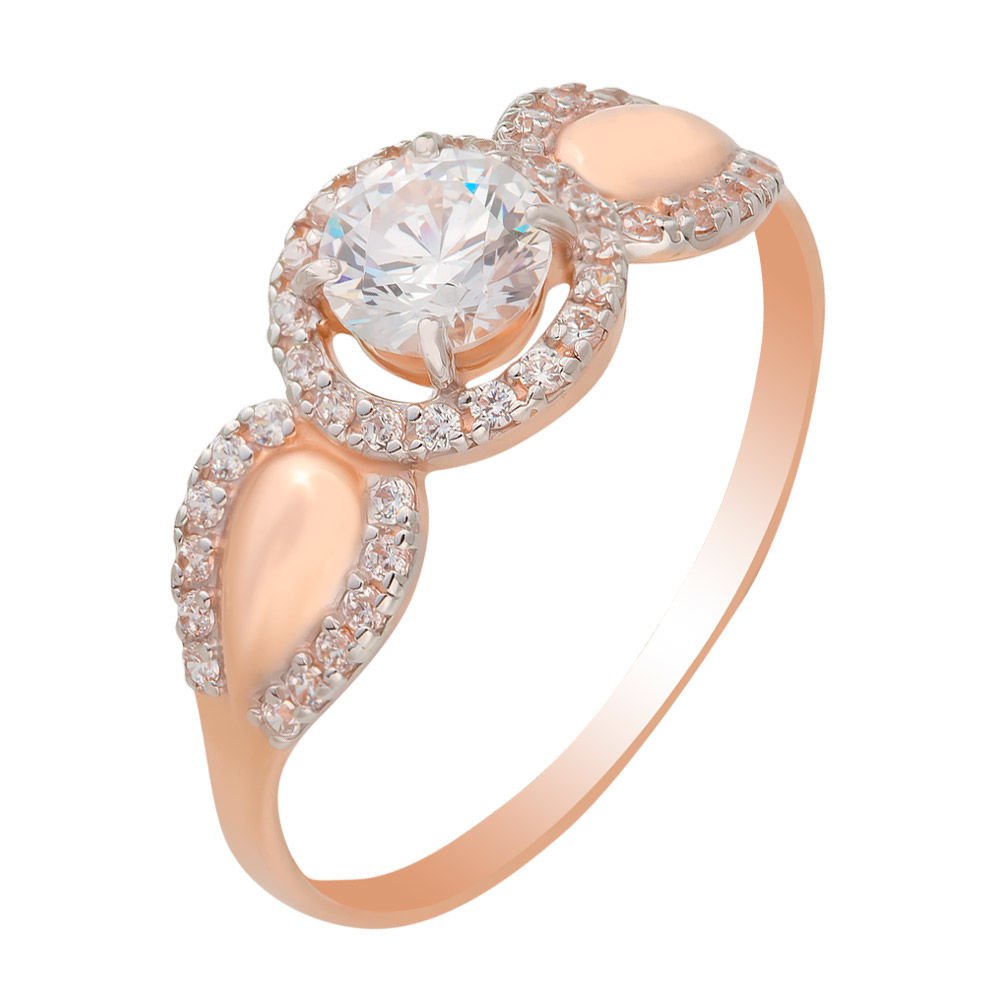 

Кольцо женское из красного золота с фианитом 585Gold 301007314, р, 301007314