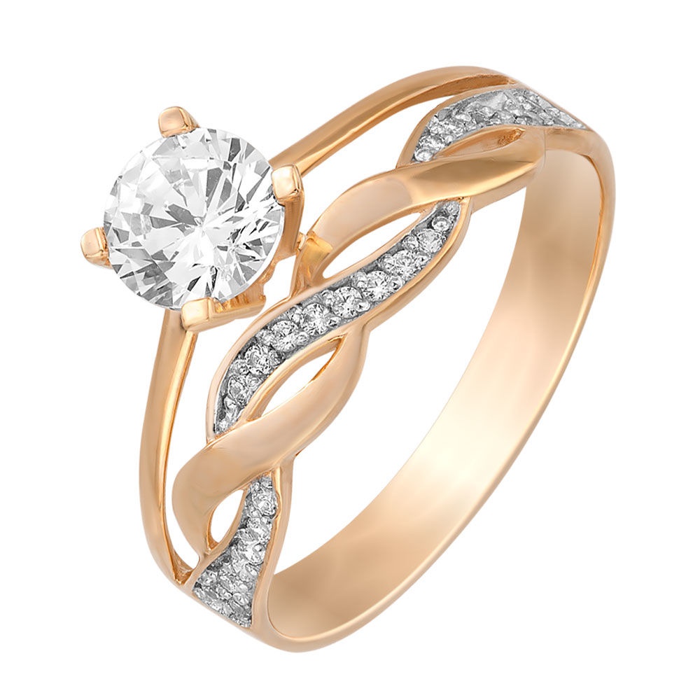 

Кольцо женское из красного золота с фианитом 585Gold 301010305, р, 301010305
