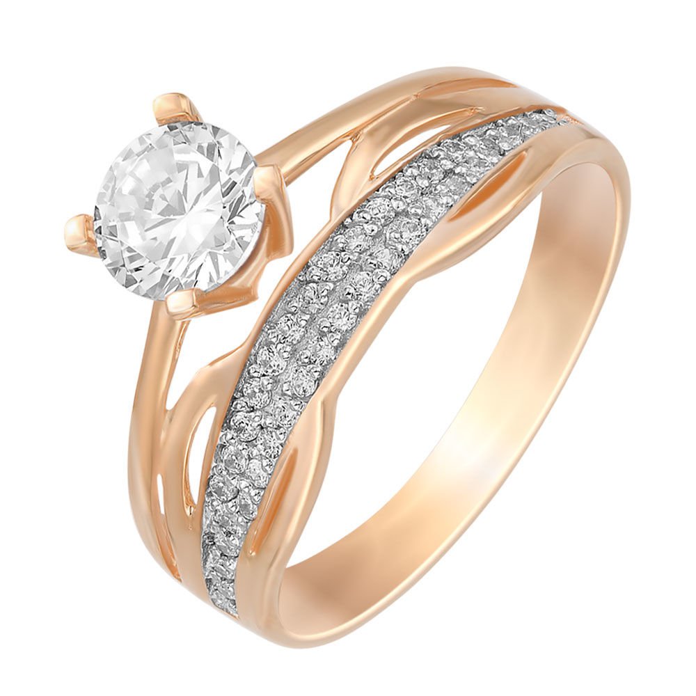 

Кольцо женское из красного золота с фианитом 585Gold 301002938, р, 301002938