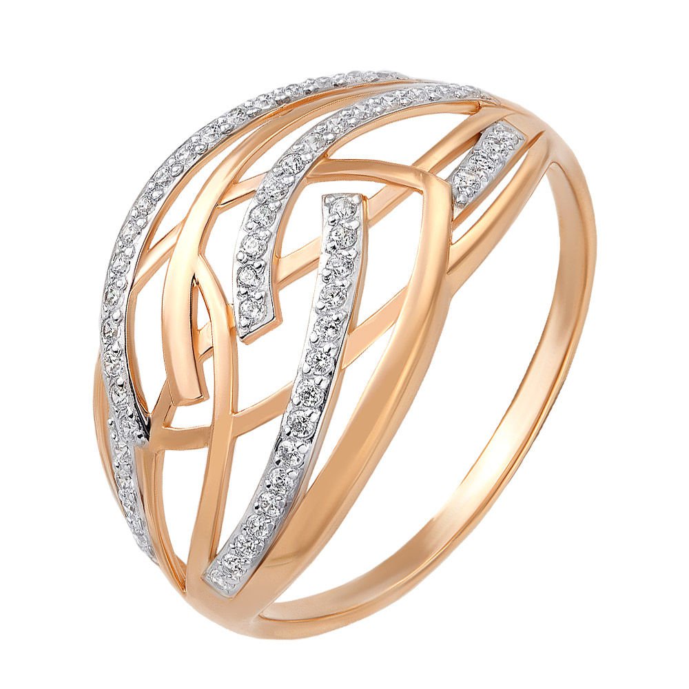 

Кольцо женское из красного золота с фианитом 585Gold 301002386, р, 301002386