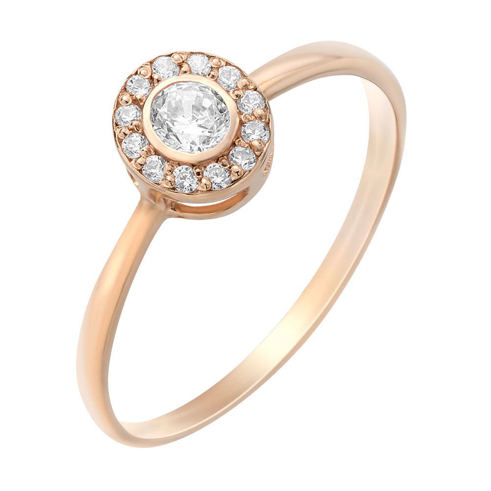 

Кольцо женское из красного золота с фианитом 585Gold 301003904, р, 301003904