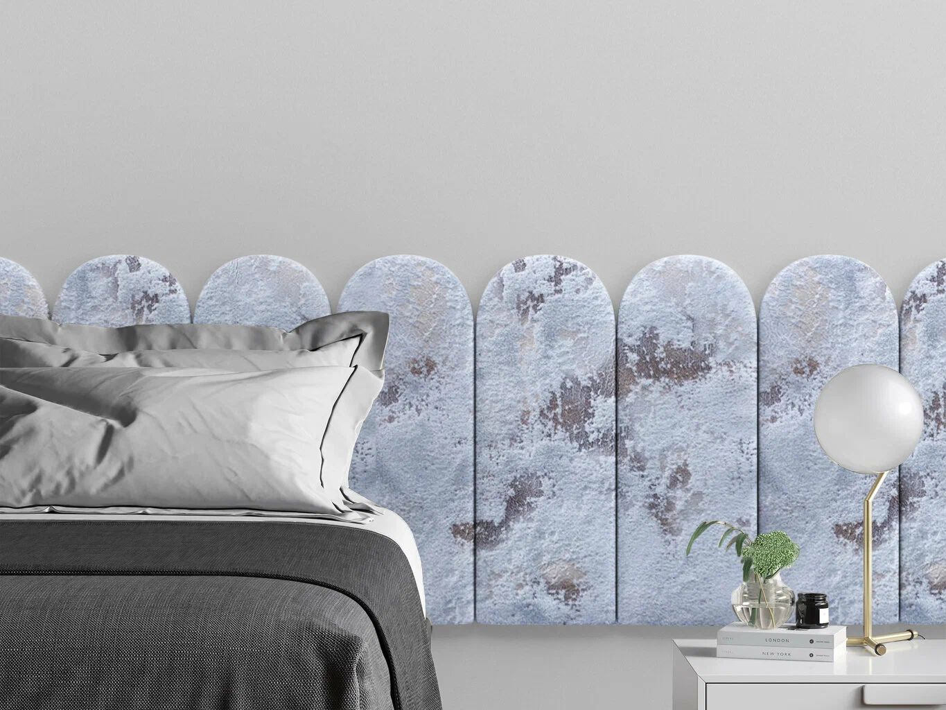 

Мягкое изголовье кровати Shtorm Sky blue 30х60R см 4 шт., Голубой