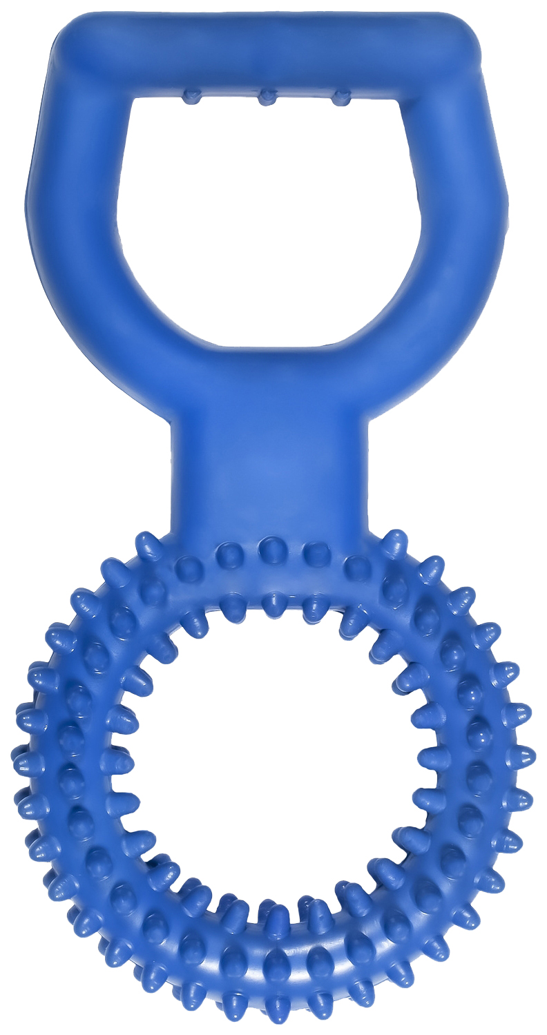 Игрушка для собак Tappi Ригель, кольцо цветное с ручкой, голубое, 24 см