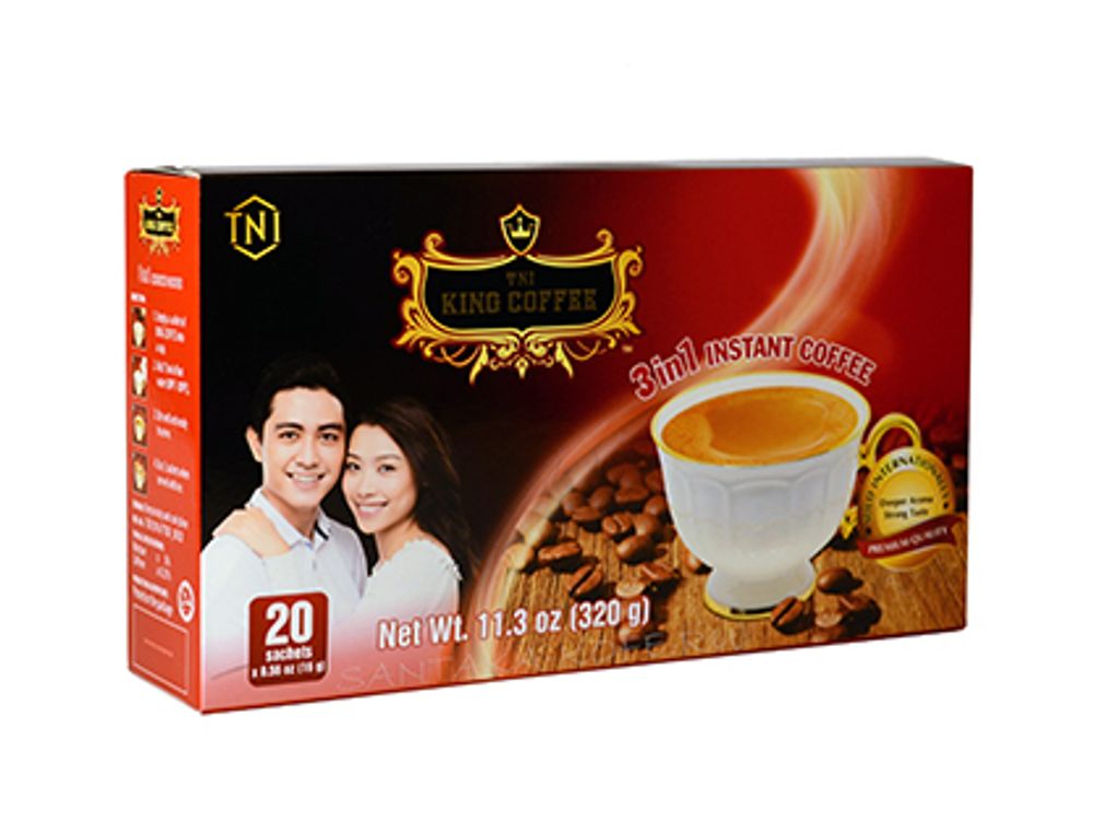 Кофе растворимый KING COFFEE с сахаром и сливками, 3 в 1, 20 саше по 16 г