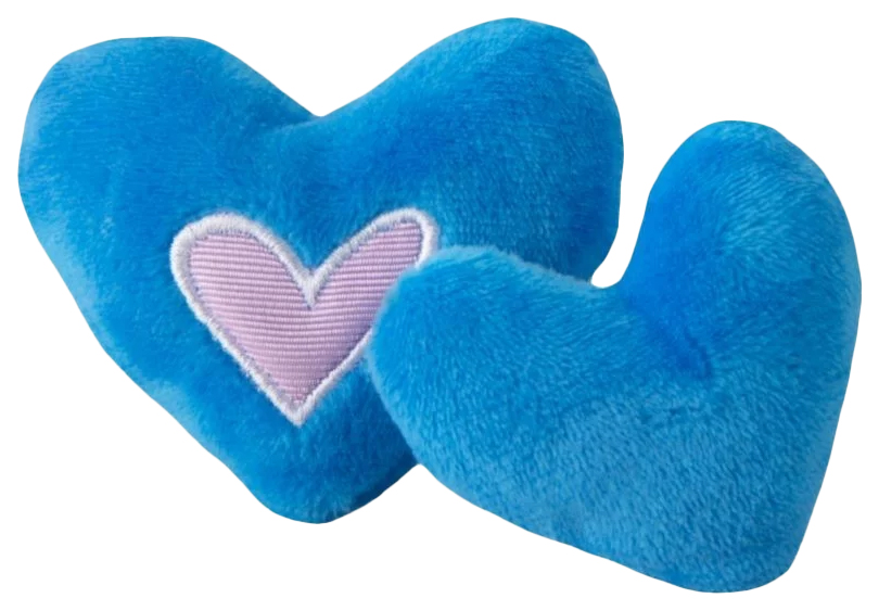 

Игрушка для кошек Rogz плюшевые сердечки, с мятой, синий, 2 шт