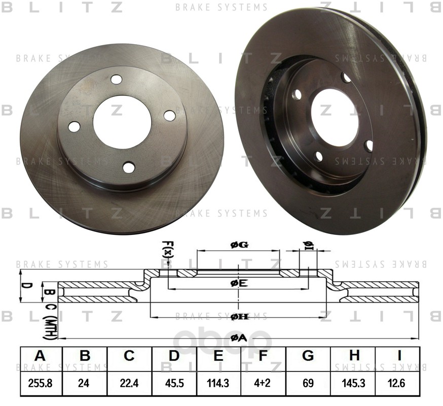 

Тормозной диск BLITZ BS0127 передний
