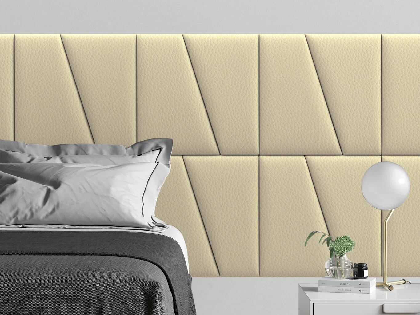 

Мягкое изголовье кровати Eco Leather Vanilla 50х50DL см 2 шт., Бежевый