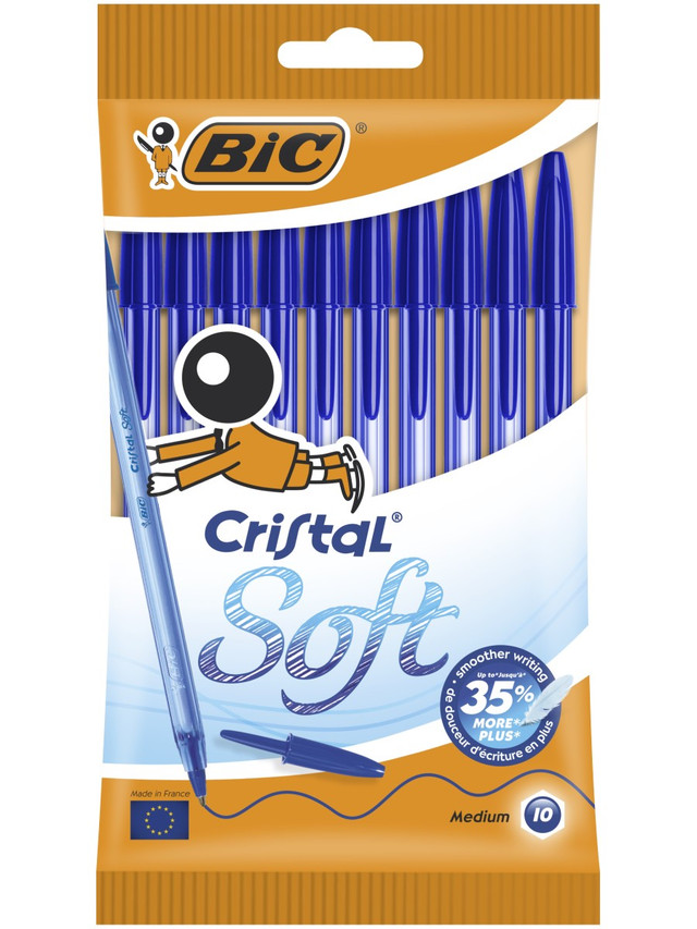 фото Набор ручек шариковых bic cristal soft 918532, синяя, 1,2 мм, 10 шт.