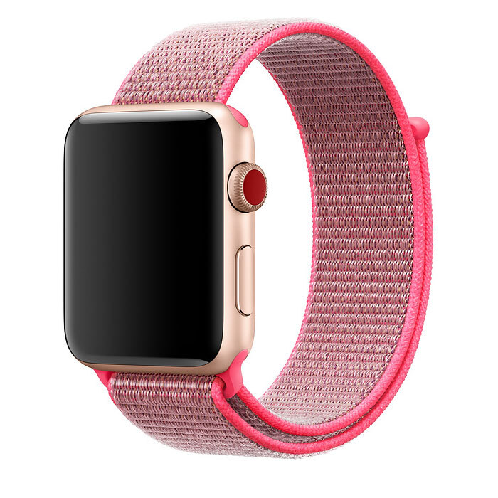 

Ремешок нейлоновый для Apple Watch 42/44мм (14), ярко-розовый, на липучке