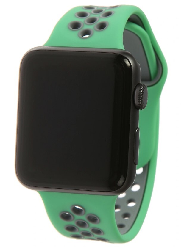 

Ремешок силиконовый перфорированный NK для Apple Watch 42/44мм (27), зеленый+серый