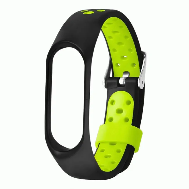 

Ремешок силиконовый перфорированный NK для Xiaomi Mi Band 3/4 (8), черный+зеленый