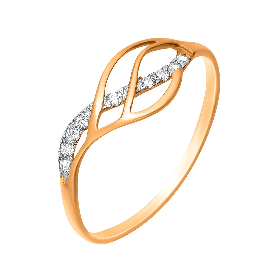 

Кольцо женское из красного золота с фианитом 585Gold 301007107, р, 301007107