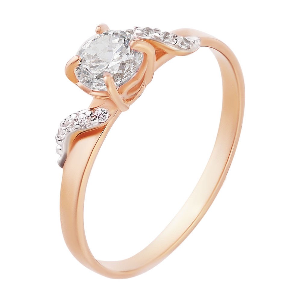 

Кольцо женское из красного золота с фианитом 585Gold 301007261, р, 301007261
