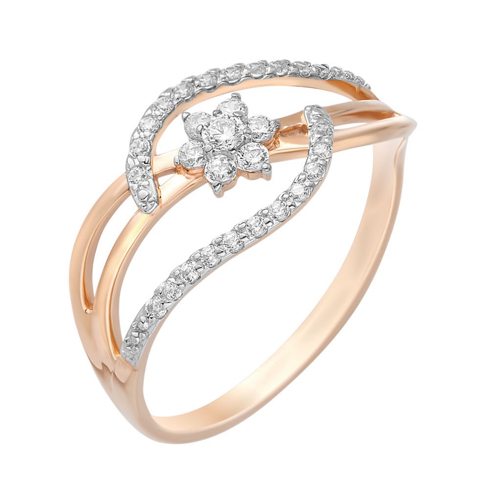 

Кольцо женское из красного золота с фианитом 585Gold 301007247, р, 301007247