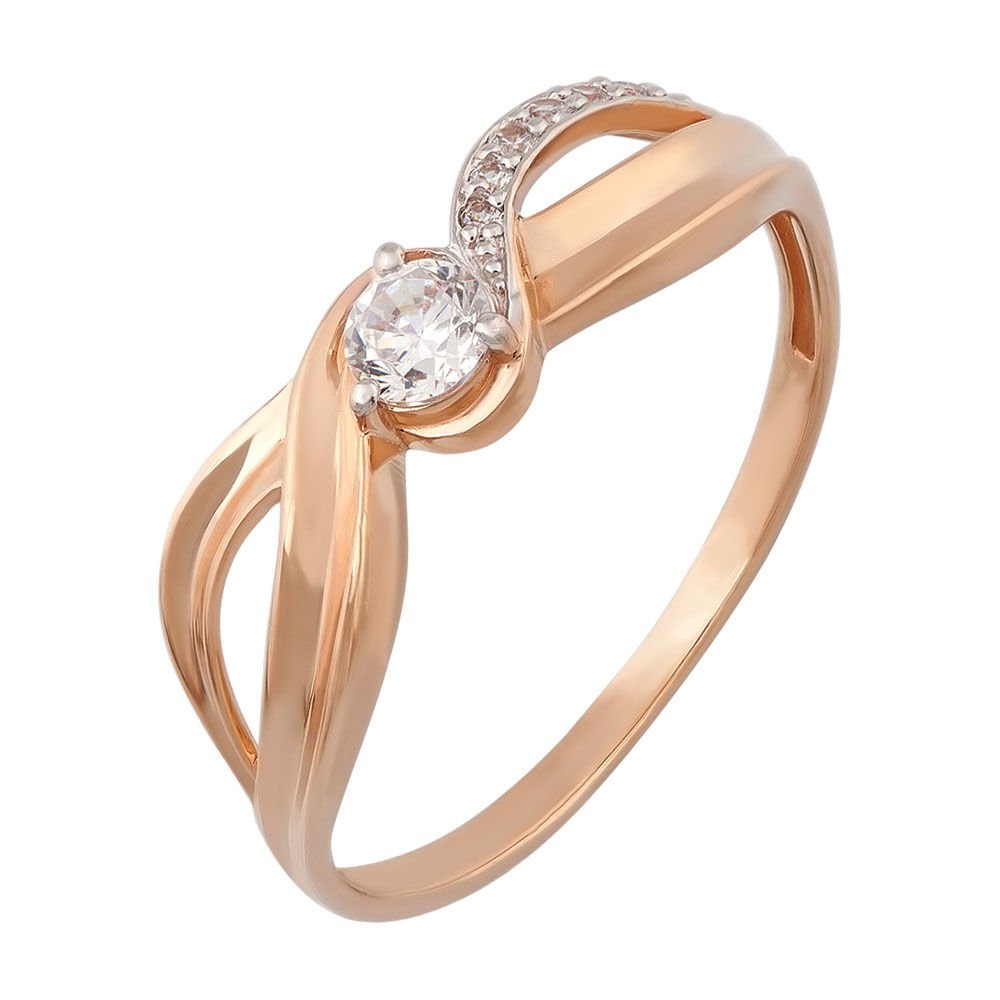 

Кольцо женское из красного золота с фианитом 585Gold 301011544, р, 301011544