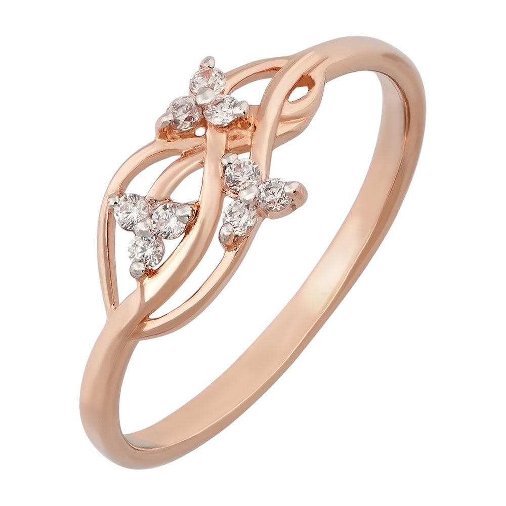 

Кольцо женское из красного золота с фианитом 585Gold 301010308, р, 301010308