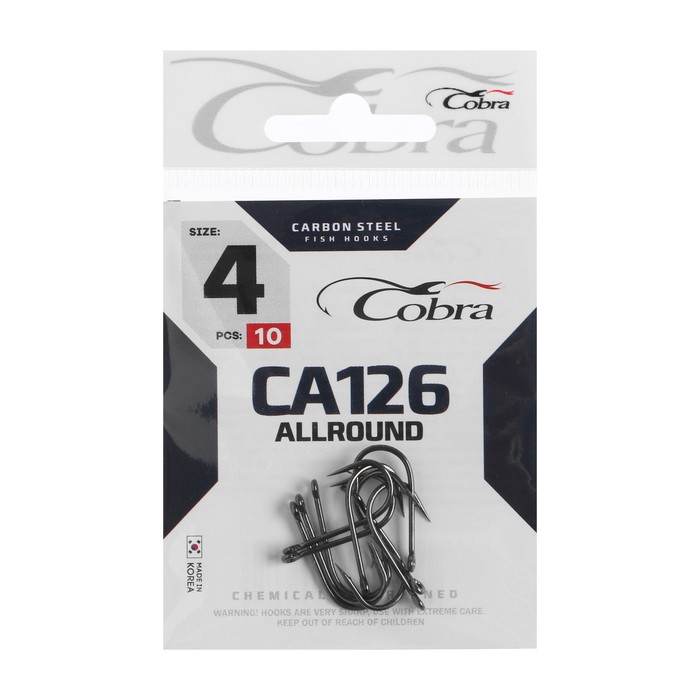 

Крючки Cobra ALLROUND, серия CA126, № 4, 10 шт., Черный