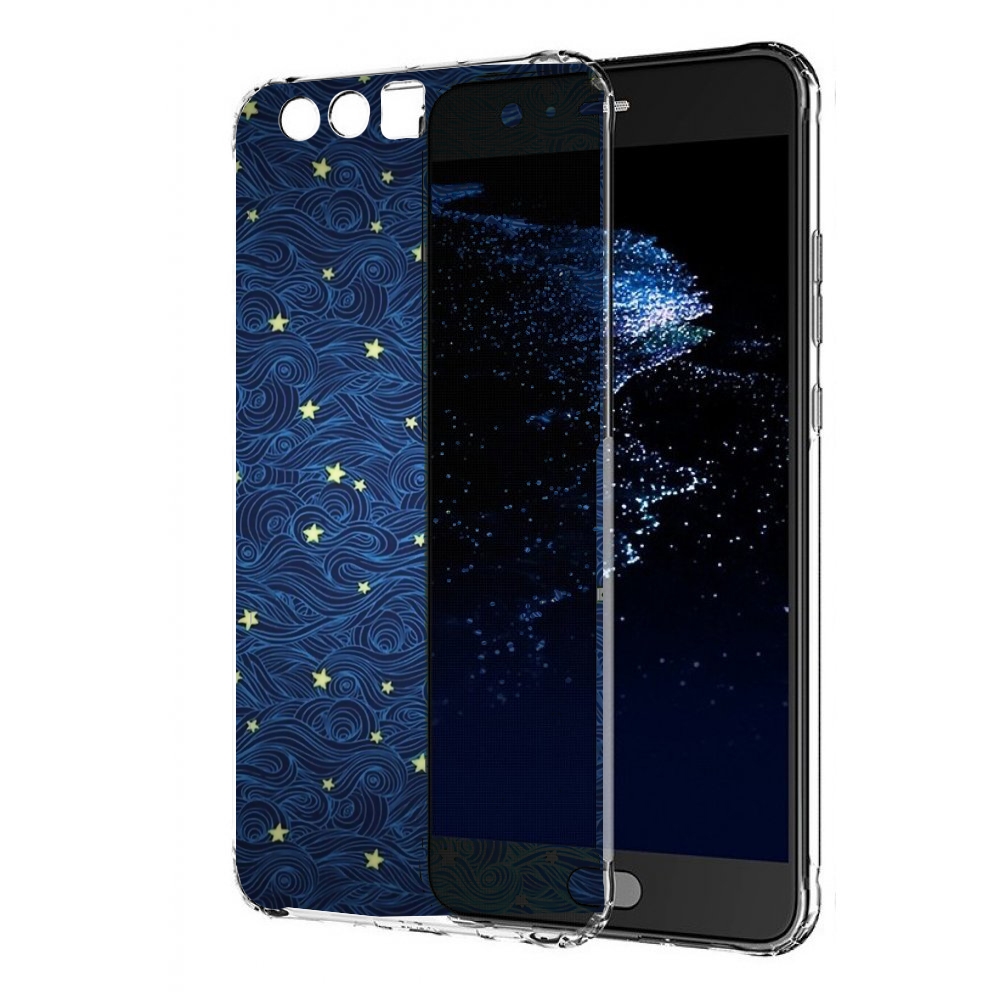 

Чехол бампер MyPads волны с звездами акварель для Huawei P10 Plu, Прозрачный, Tocco