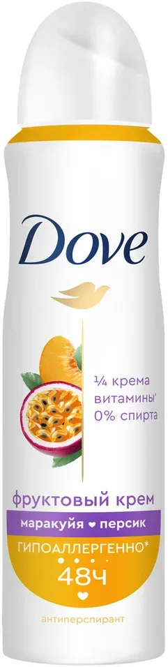 

Антиперспирант аэрозольный Dove маракуйя и персик женский 150 мл