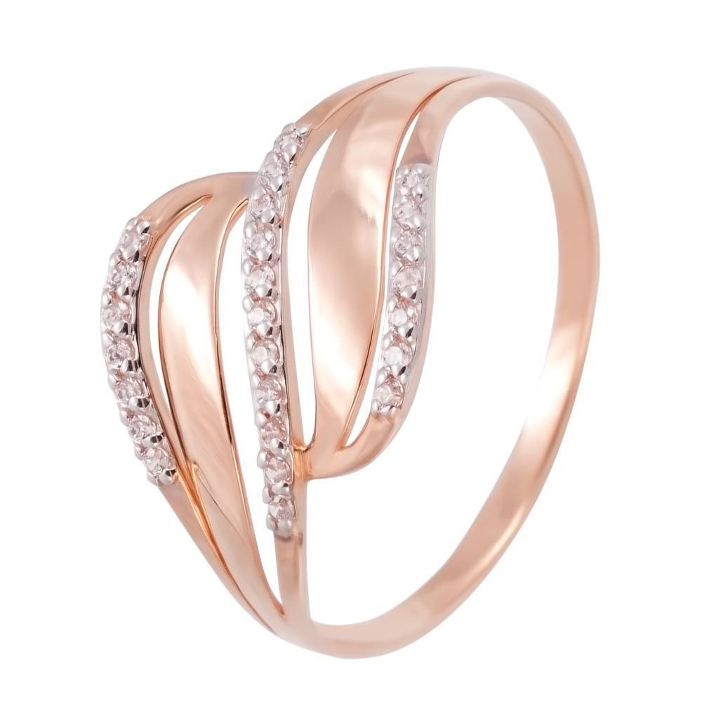 

Кольцо женское из красного золота с фианитом 585Gold 301007059, р, 301007059