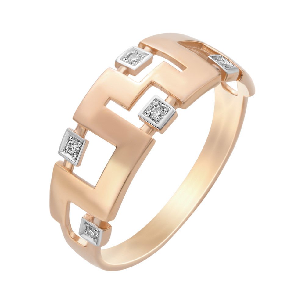 

Кольцо женское из красного золота с фианитом 585Gold 301001568, р, 301001568