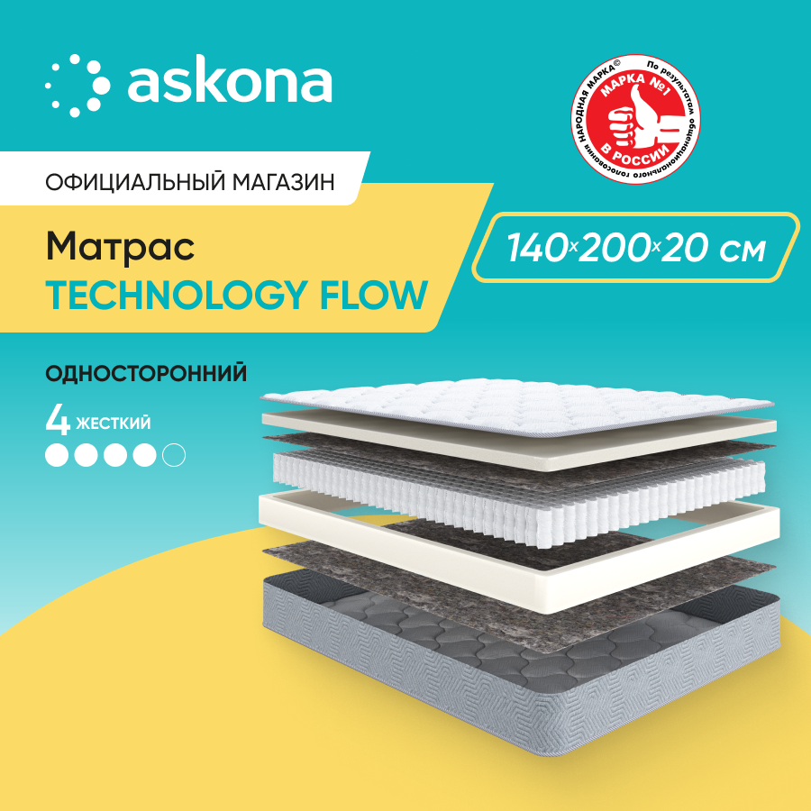 

Матрас анатомический ASKONA Technology Flow 140х200, Белый, Technology Flow