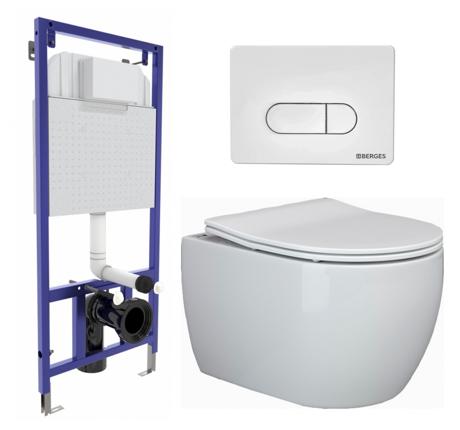 

Комплект: инсталляция Berges Wasserhaus Novum + унитаз Play + кнопка белая, 558728