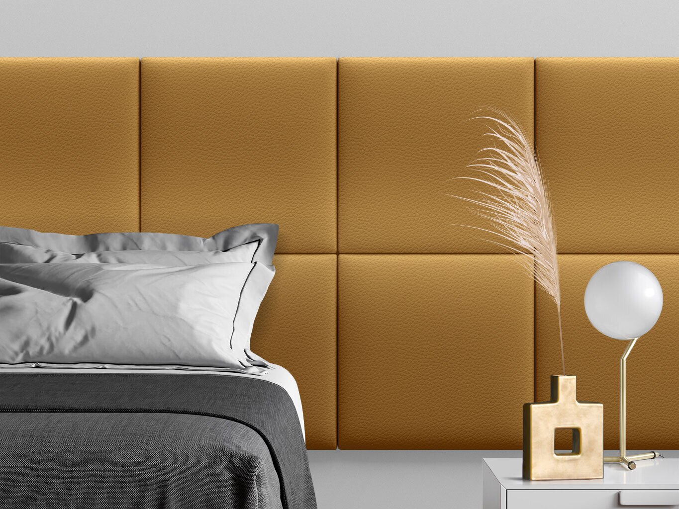 

Мягкое изголовье кровати Eco Leather Gold 50х50 см 2 шт., Золотистый