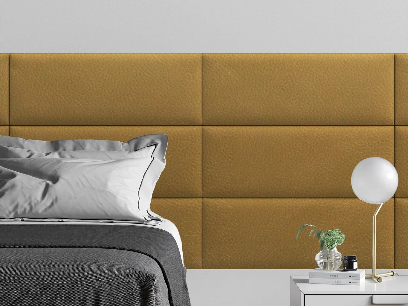 

Мягкое изголовье кровати Eco Leather Gold 30х80 см 4 шт, Золотистый