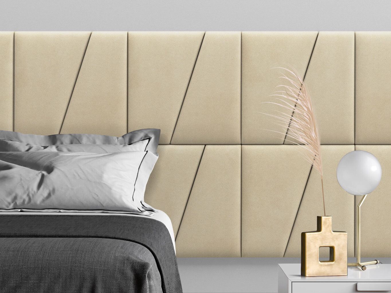 

Мягкое изголовье кровати Alcantara Peach 50х50DP см 2 шт., Бежевый