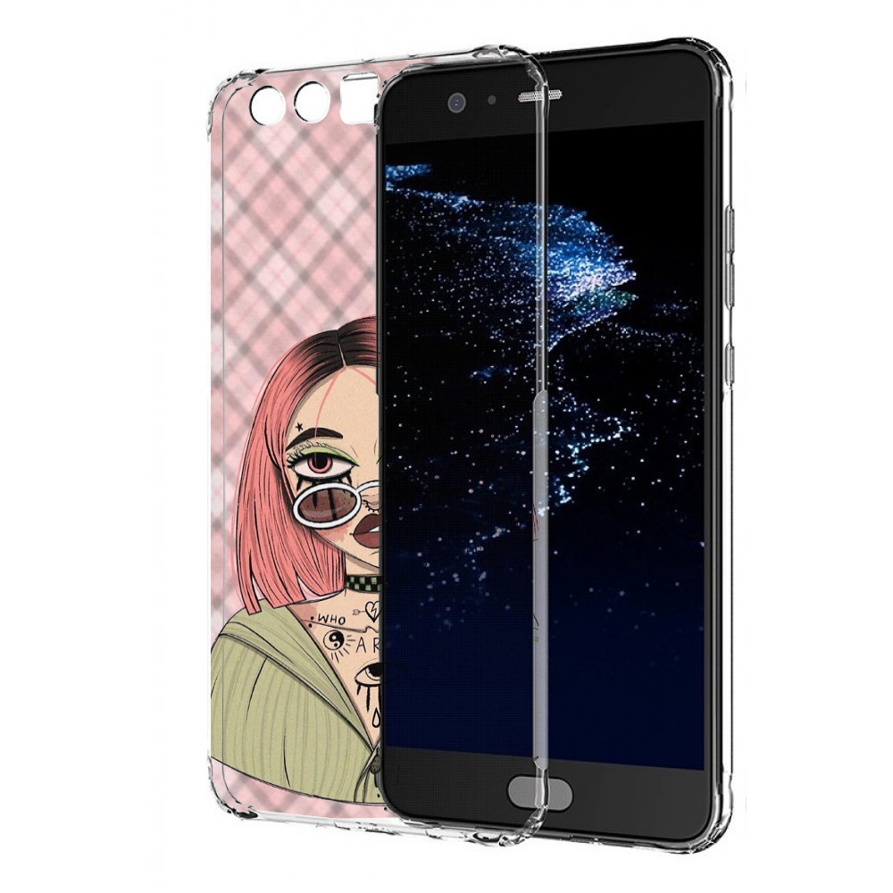 

Чехол бампер MyPads бунтарка-девочка для Huawei P10 Plus противо, Прозрачный, Tocco