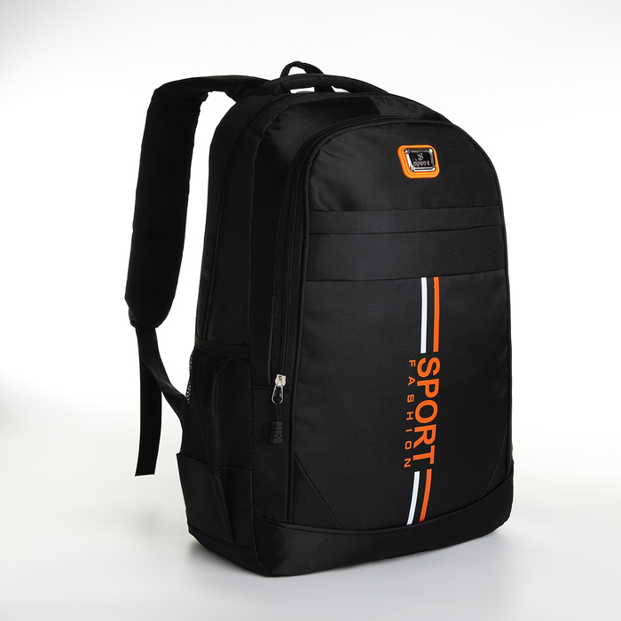 Рюкзак на молнии 10189258 4 кармана цвет чёрный оранжевый сумка багет на молнии чёрный