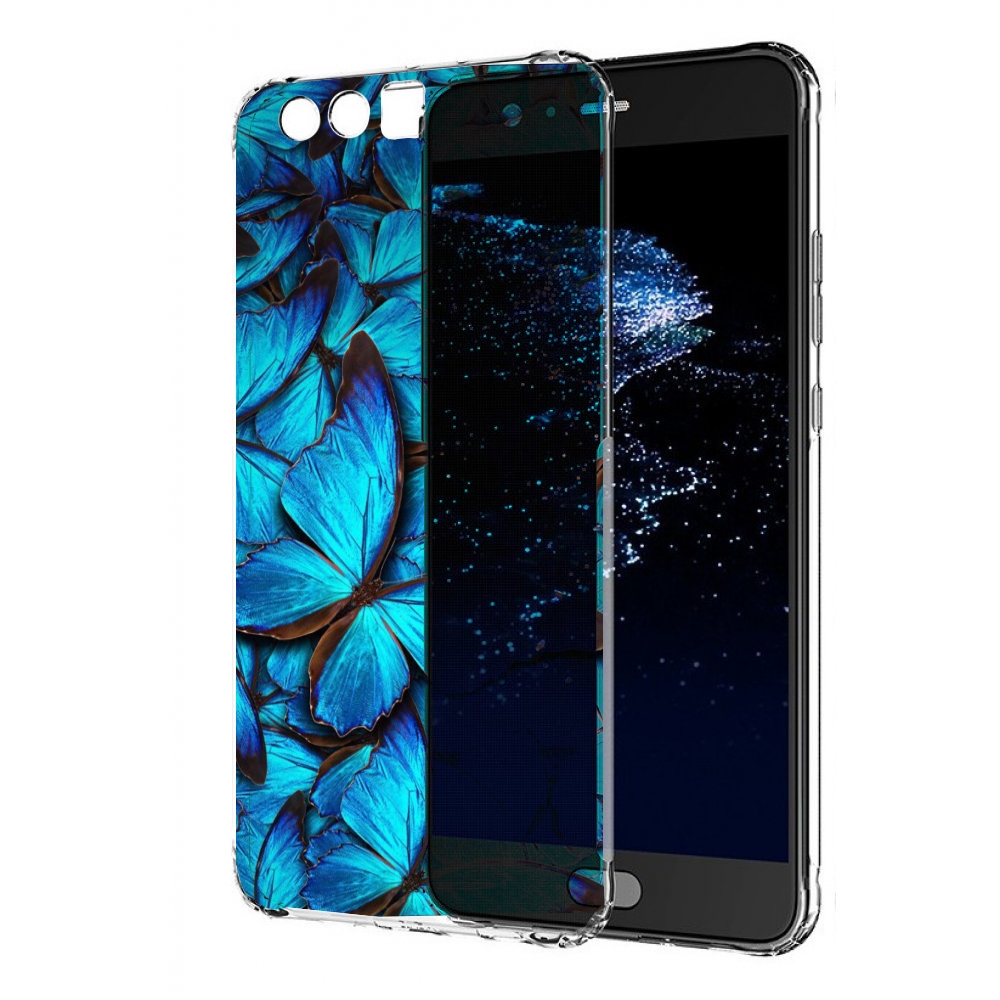 

Чехол бампер MyPads бирюзовые бабочки для Huawei P10 Plus против, Прозрачный, Tocco