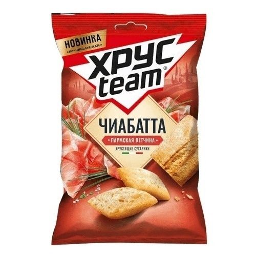 

Сухарики пшеничные Хрусteam Чиабатта Ветчина 55 г
