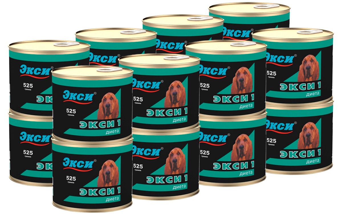 Консервы для собак Экси-1 Диета для малоподвижных собак, мясо, 16шт по 525г