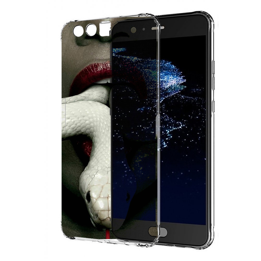 

Чехол бампер MyPads белая-змея для Huawei P10 Plus противоударный, Прозрачный, Tocco