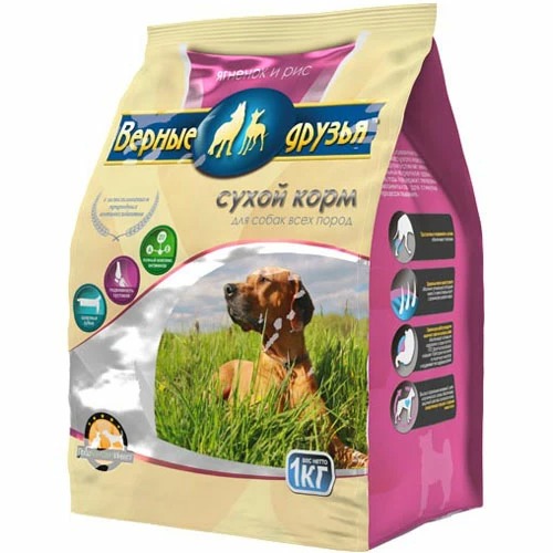 фото Сухой корм для собак верные друзья ягненок и рис, 1 кг