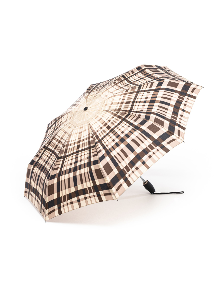 Зонт складной женский автоматический ZEST 24757 бежево-черный