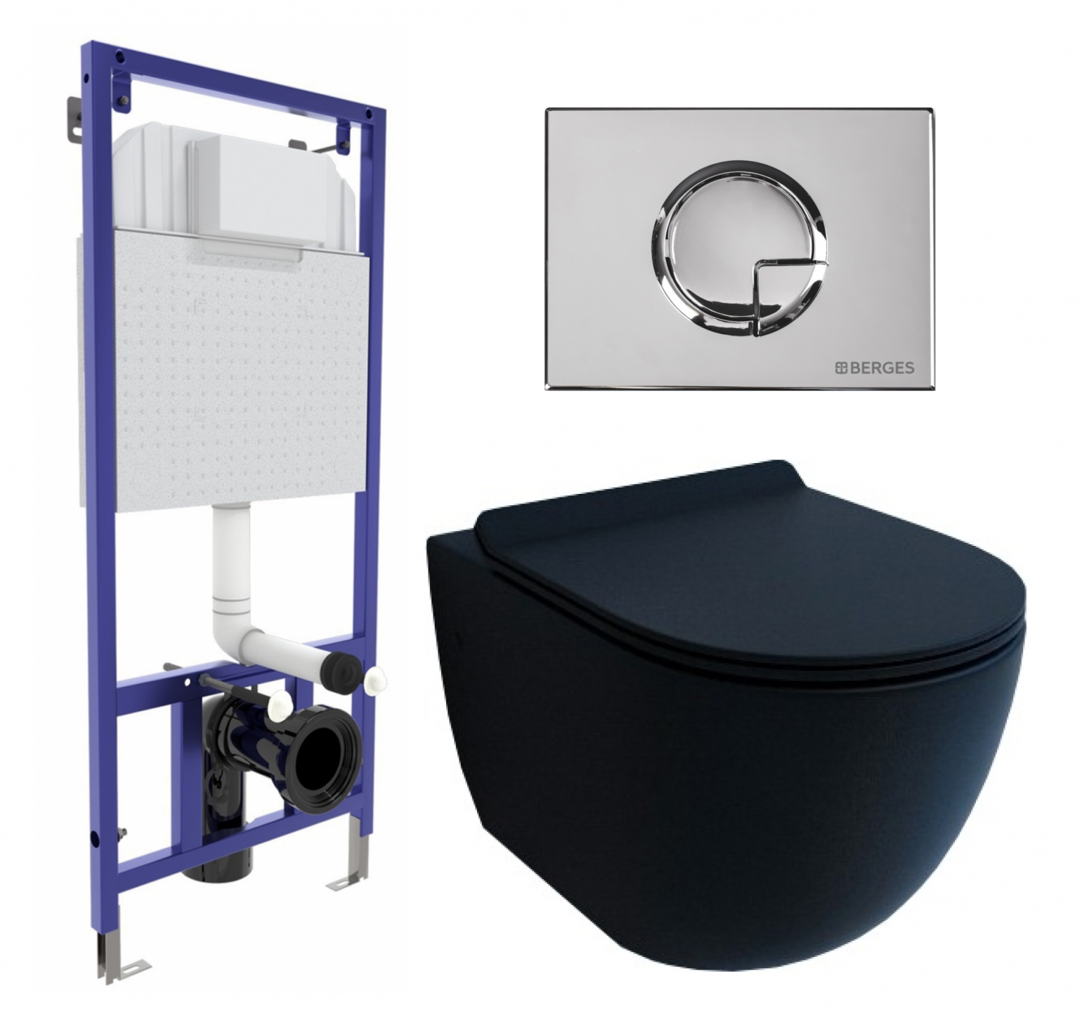 

Комплект: инсталляция Berges Wasserhaus Novum + унитаз Garcia + кнопка хром, 558699