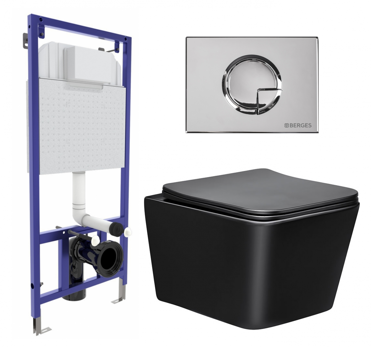 

Комплект: инсталляция Berges Wasserhaus Novum + унитаз Q-Line MB + кнопка хром, 558697