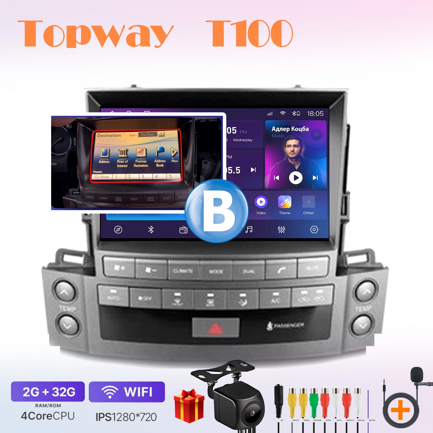 Автомобильная магнитола Topway t7new7018002 в штатное место