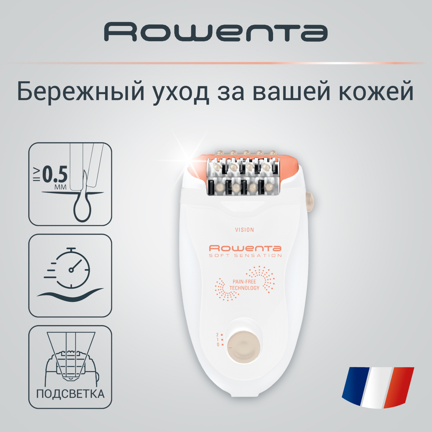 Эпилятор Rowenta Soft Sensation EP5700F0 White привод насадки для пилинга эпилятора se9 flex