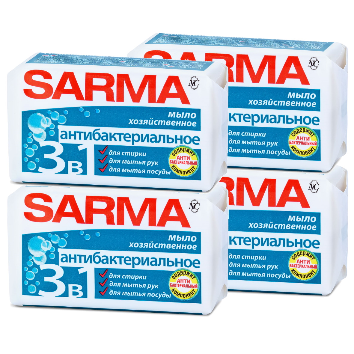 фото Хозяйственное мыло sarma антибактериальное 140г (набор из 4 штук)