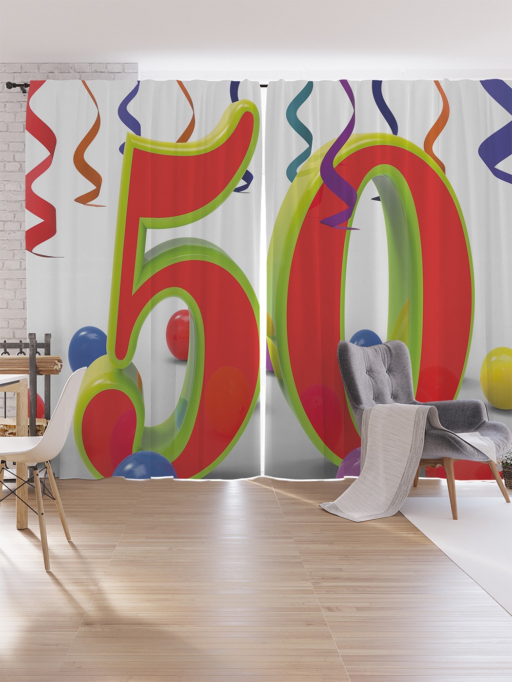 

Шторы под лён JoyArty "Празднество 50-летия", серия Oxford DeLux, 340х265 см, Празднество 50-летия