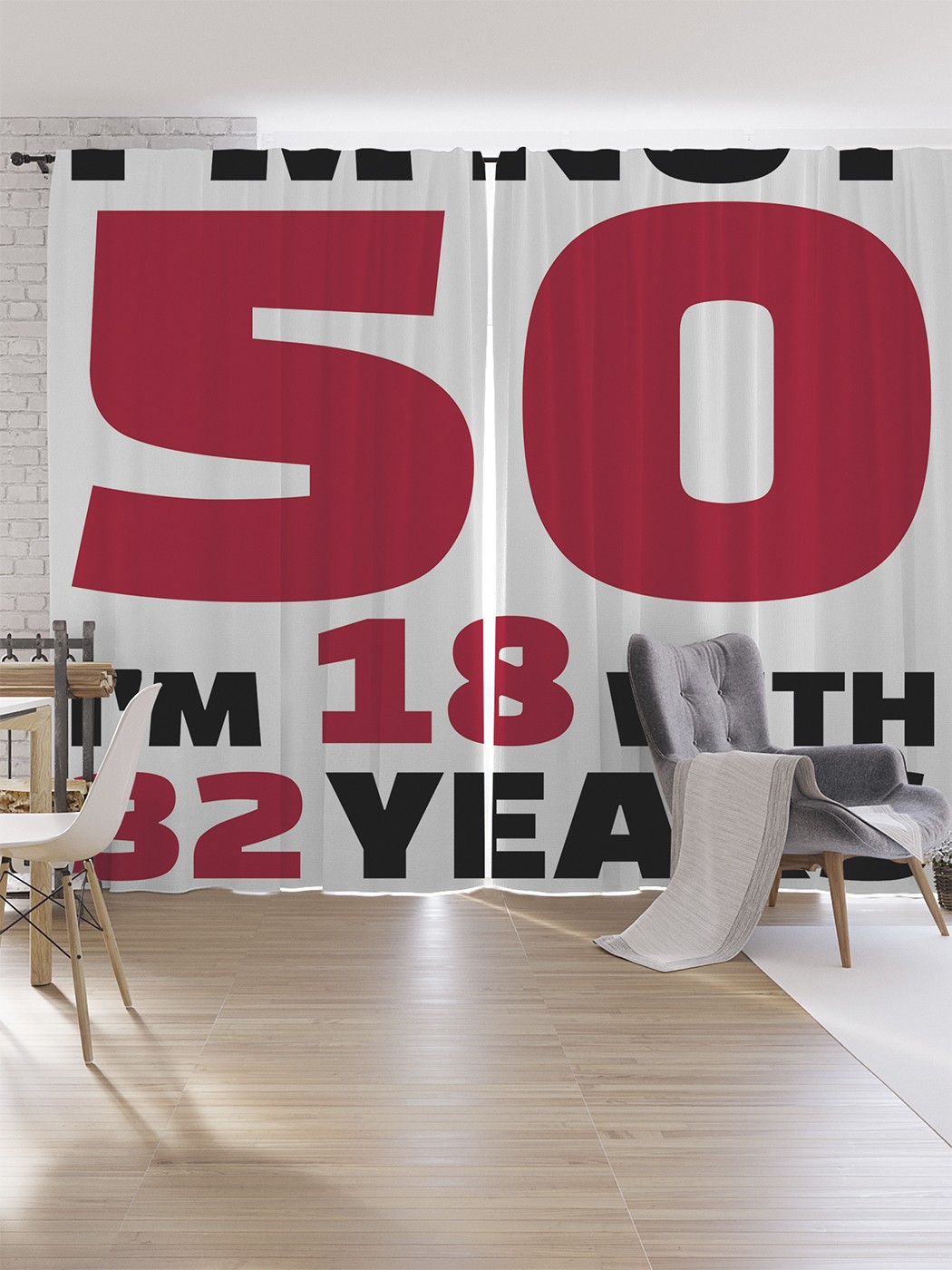

Шторы под лён JoyArty "Мне не 50 лет", серия Oxford DeLux, 340х265 см, Мне не 50 лет