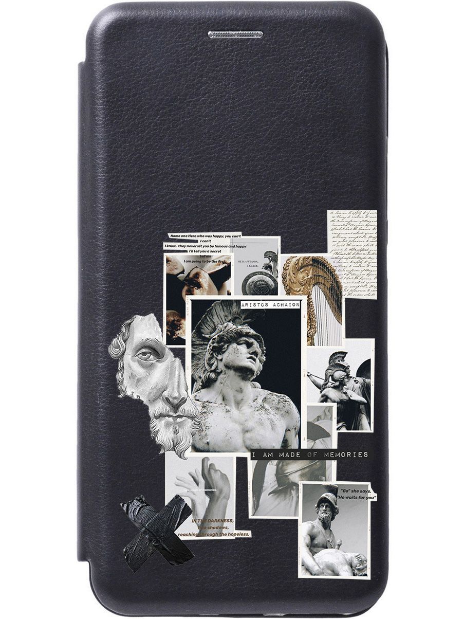 

Чехол-книжка на Honor X7 "Antique Stickers" черный, Черный;белый, 158562