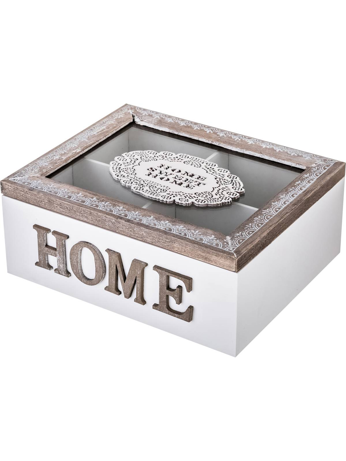 

Шкатулка для чая Lefard Home 4 секции 222-694, Белый;коричневый