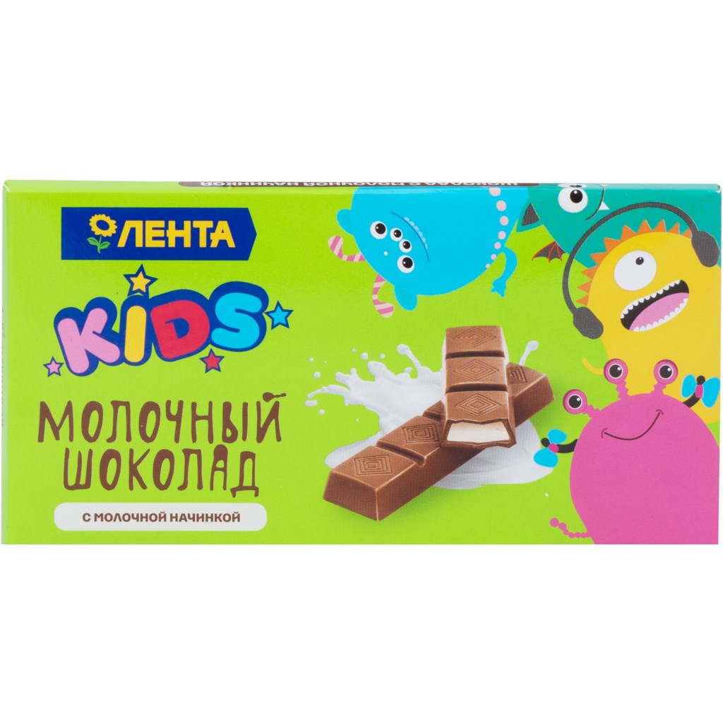 фото Шоколад лента kids молочный с молочной начинкой 100 г