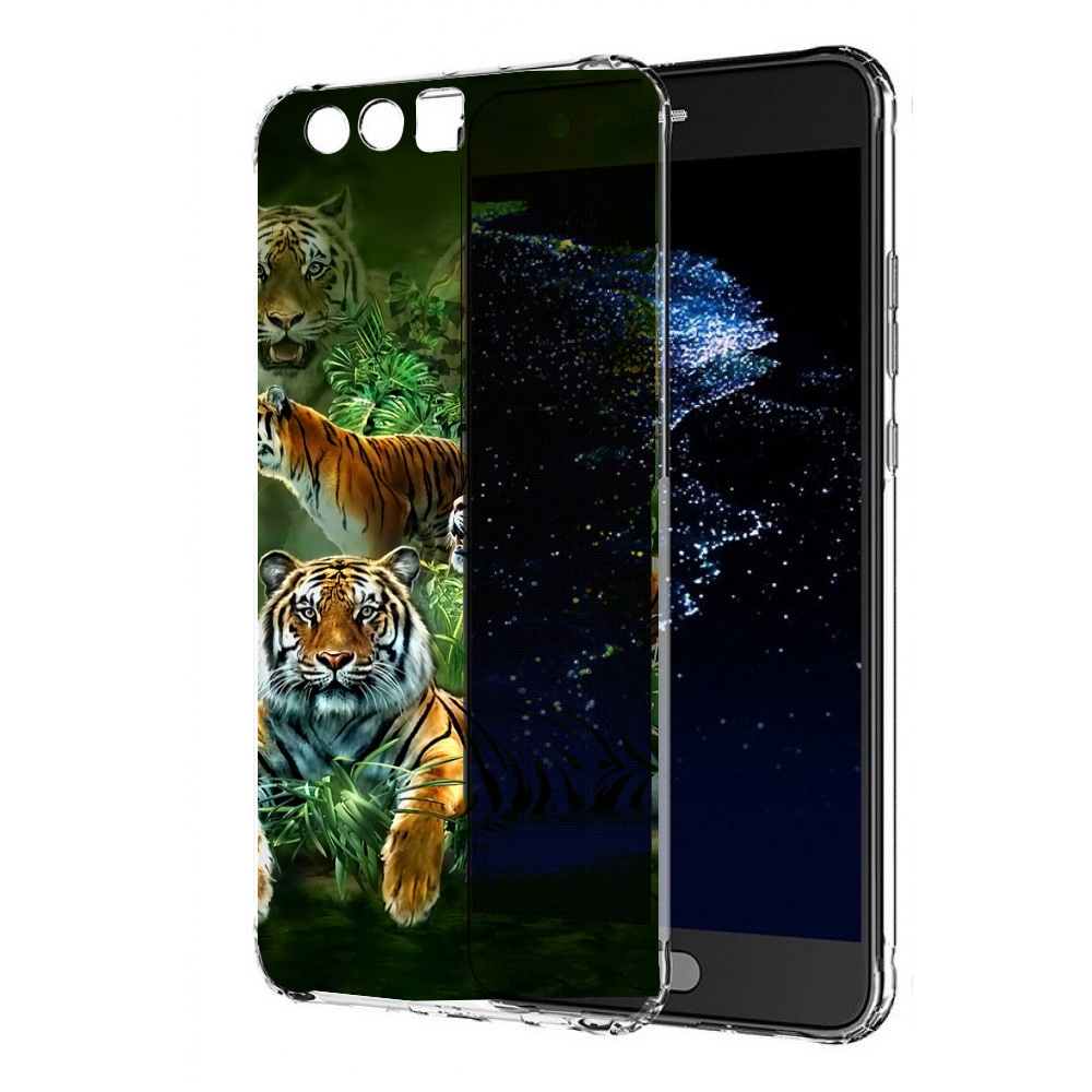 Чехол бампер MyPads Тигры для Huawei P10 Plus противоударный